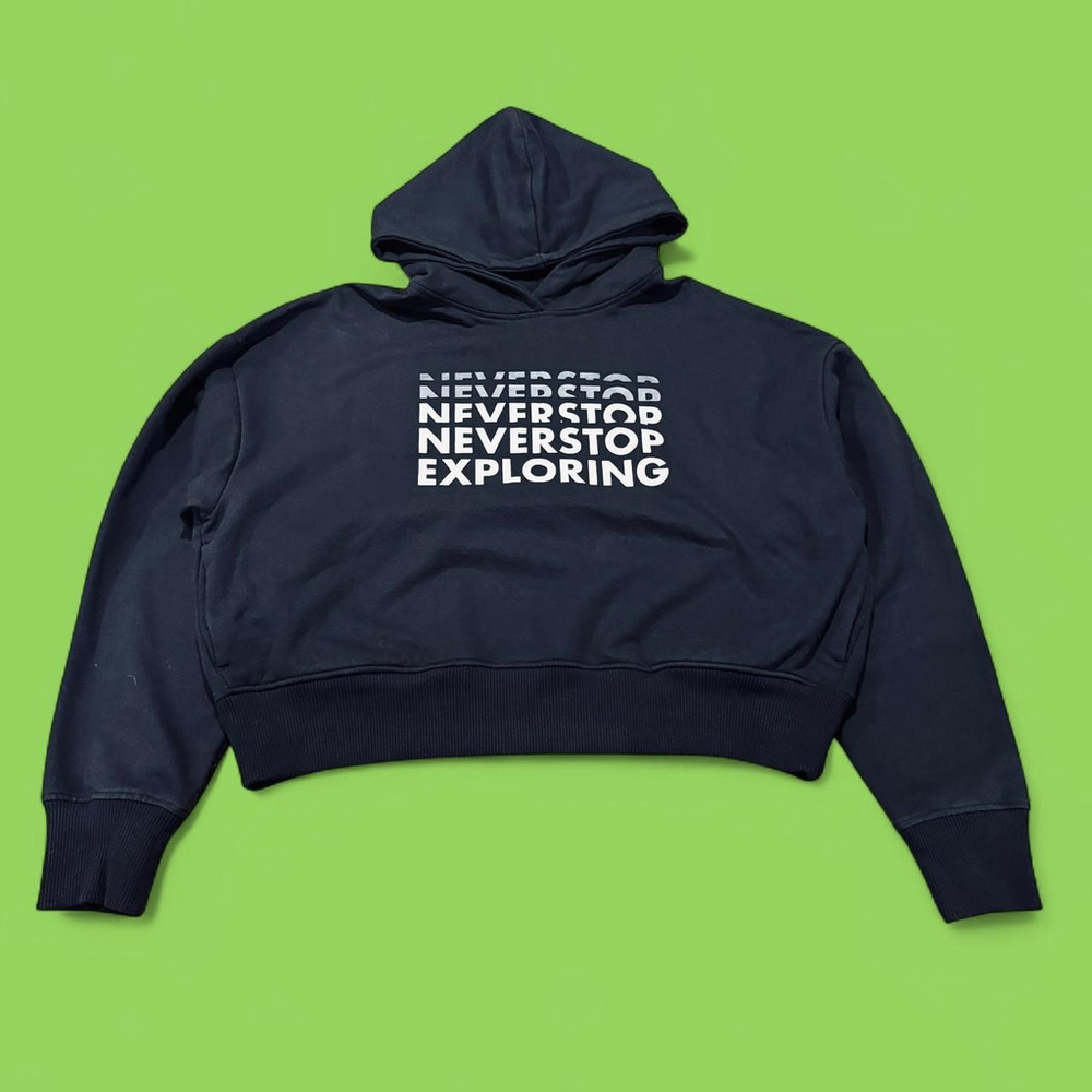 The North Face Black Black Never Stop Exploring Cropped Hoodie Medium